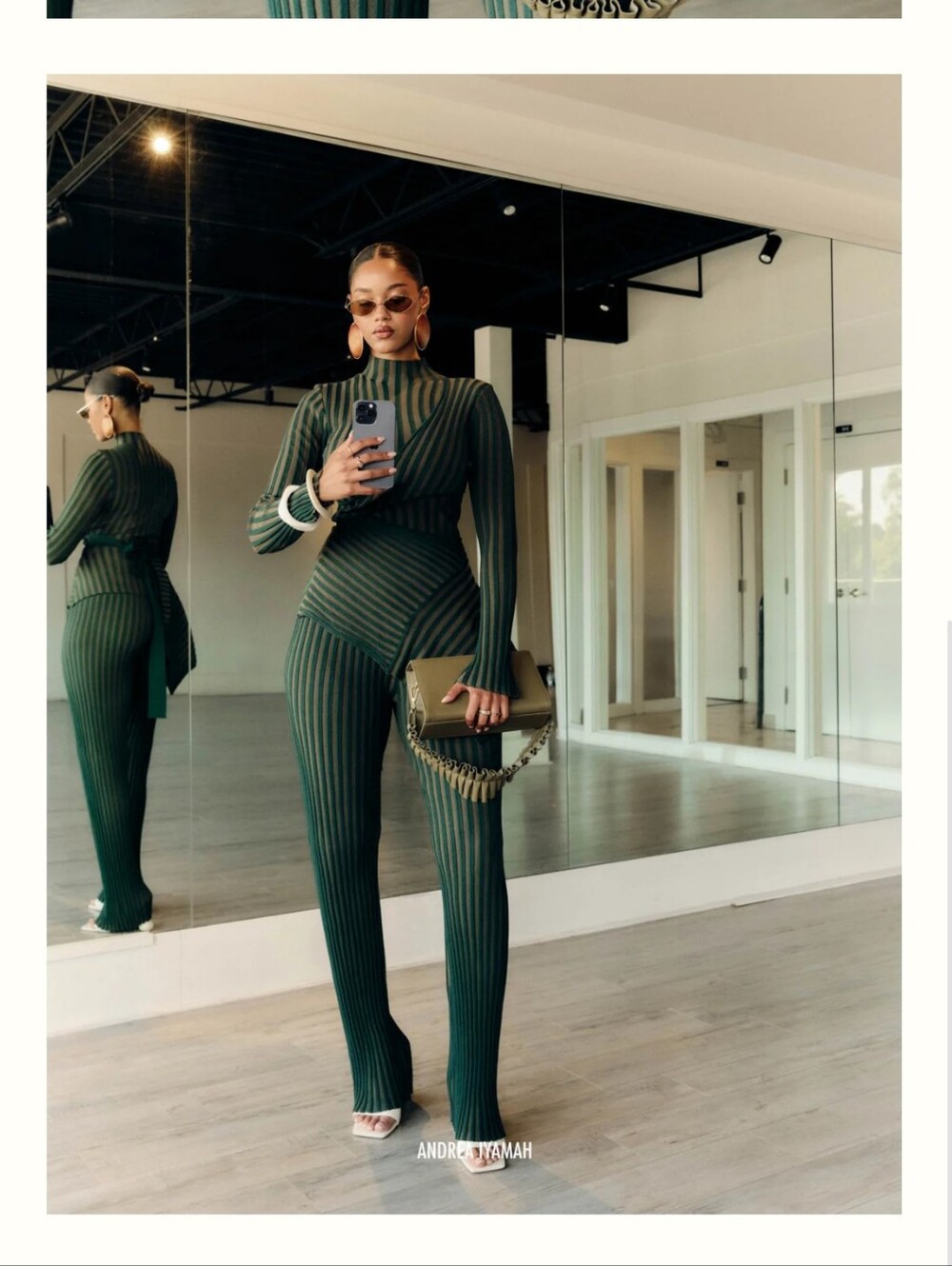 Andrea Iyamah Ayo knit Top And Pant In green (Sold Together As Set)